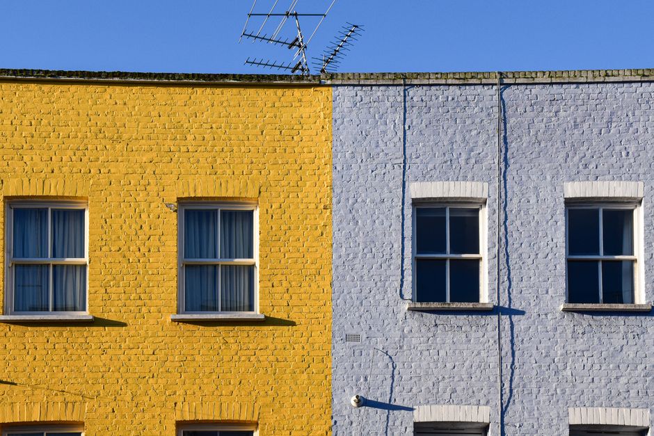 Painted wall and trim in daylight
